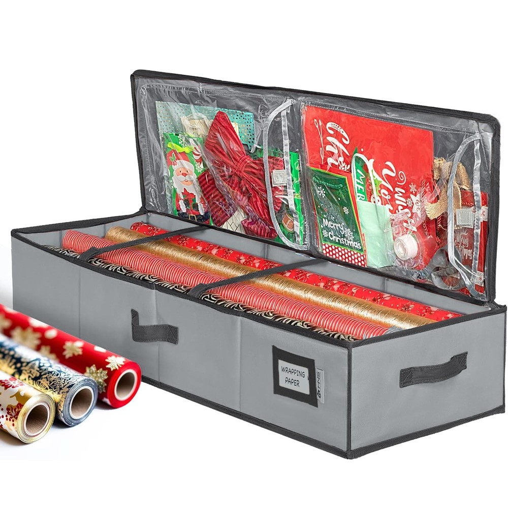 Premium Wrapping Storage Container - Durable 600D Tear-Proof, Fits 27 Rolls G...