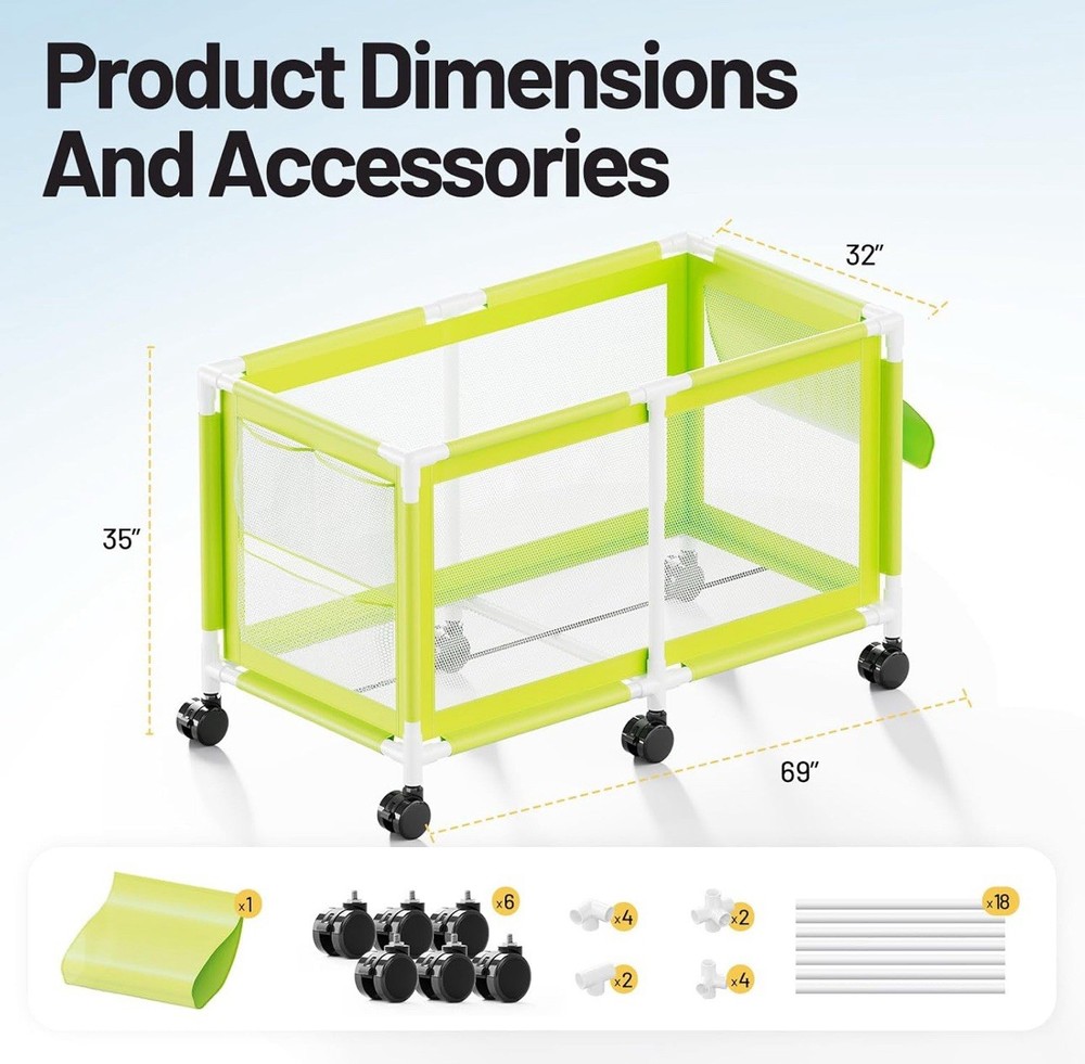 280 Gallon Extra Large Swimming Pool Rolling Storage Bin Lime Green