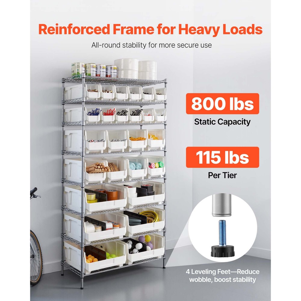 Uimoso 8-Tier Rolling Storage Rack with 26 Removable Bins