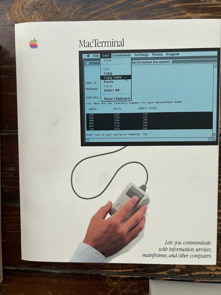Macintosh MacTerminal M0521 Version 1.0. Vintage Apple software 1984 year
