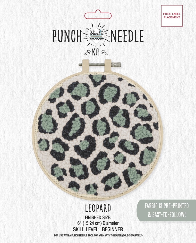 Fabric Editions Punch Needle Kit 6" Round-Leopard Print - 3 Pack