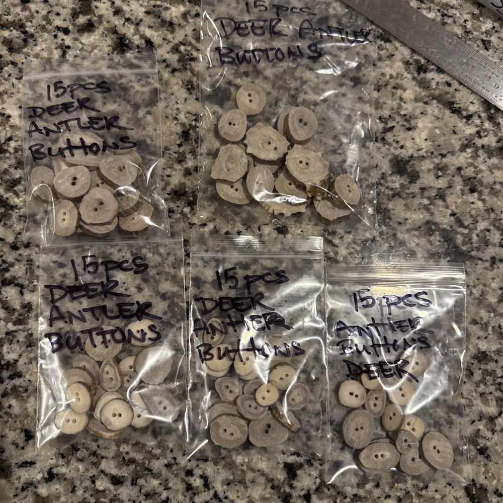 Deer Antler Buttons, 15 count