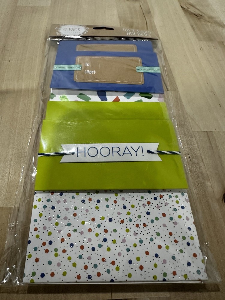 4 Pack Multicolor Gift Card Holders Polka Dot Abstract Solid Celebration