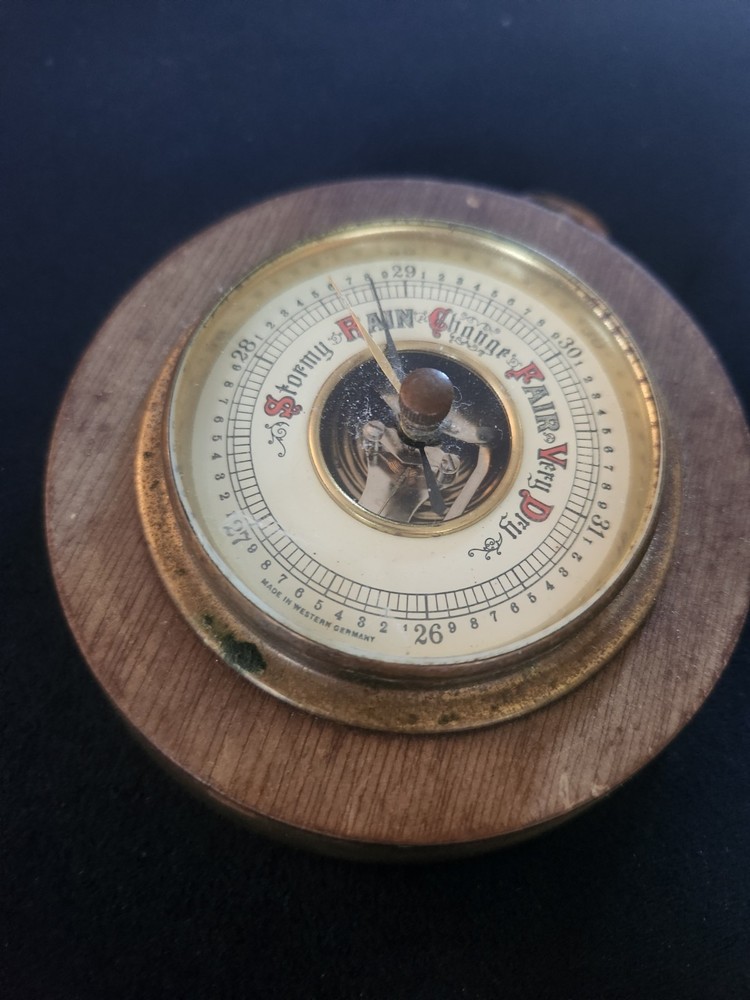 Vintage German Aneroid Barometer Round Wall Mount Untested