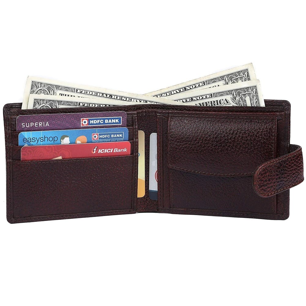 New RFID Protected Brown Leather Wallet for Men