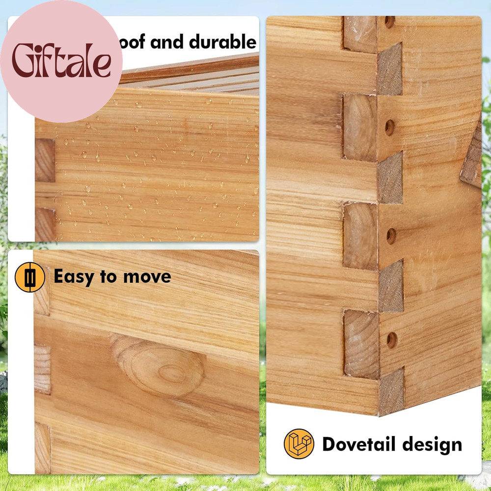 5 Frame Nuc Beehive Kit, Complete Bee Hive Nuc Box Coated with Beeswax Includes