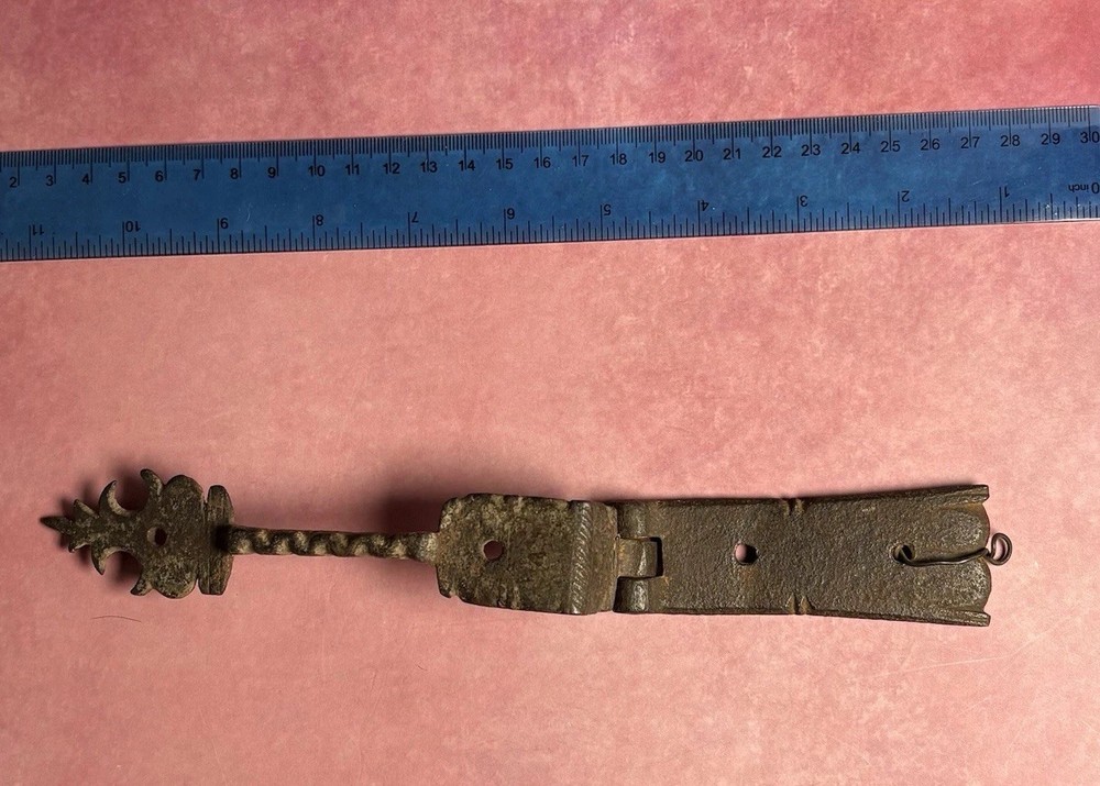 Great 18th Century Blacksmith-Forged Wrought Iron Hinge