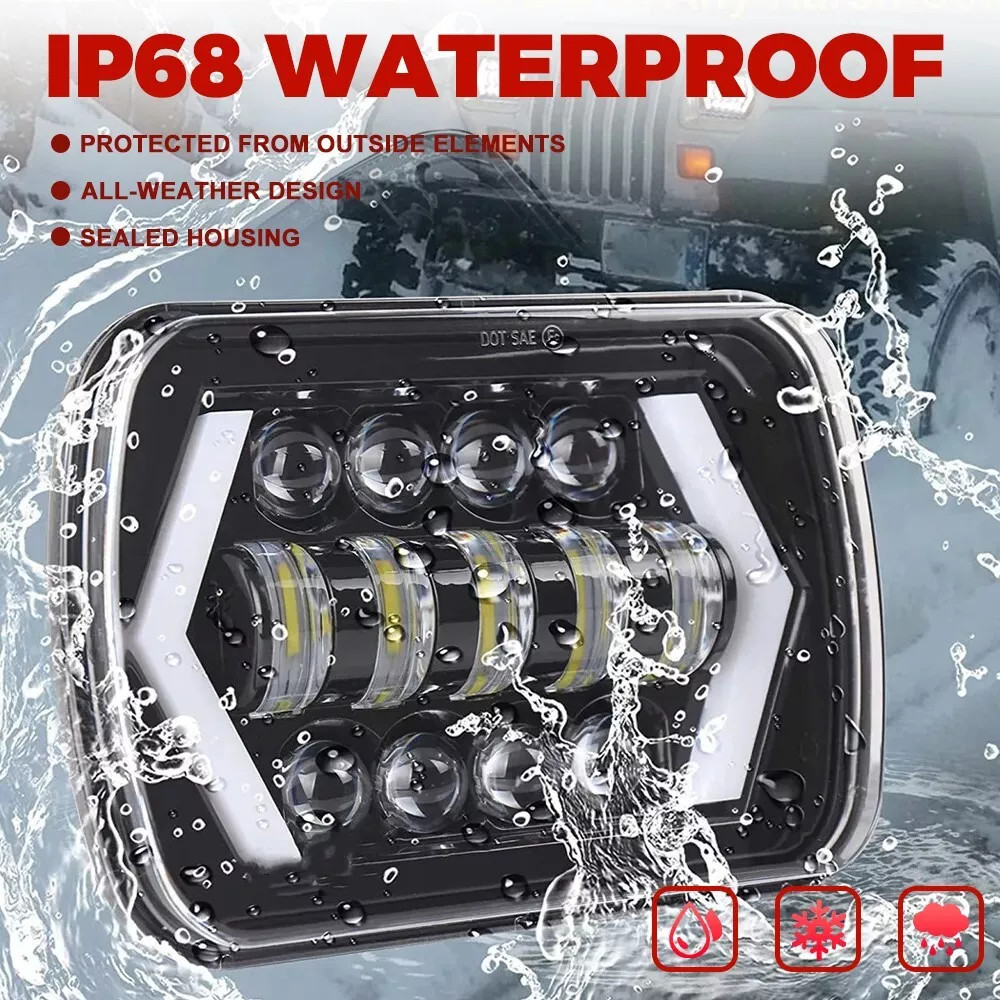 Pair 7X6"LED Headlights For Chevy Express Cargo Van 1500 2500 3500