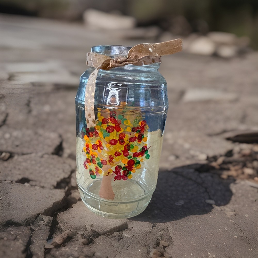 Hand Painted Rustic Fall Jar No Lid