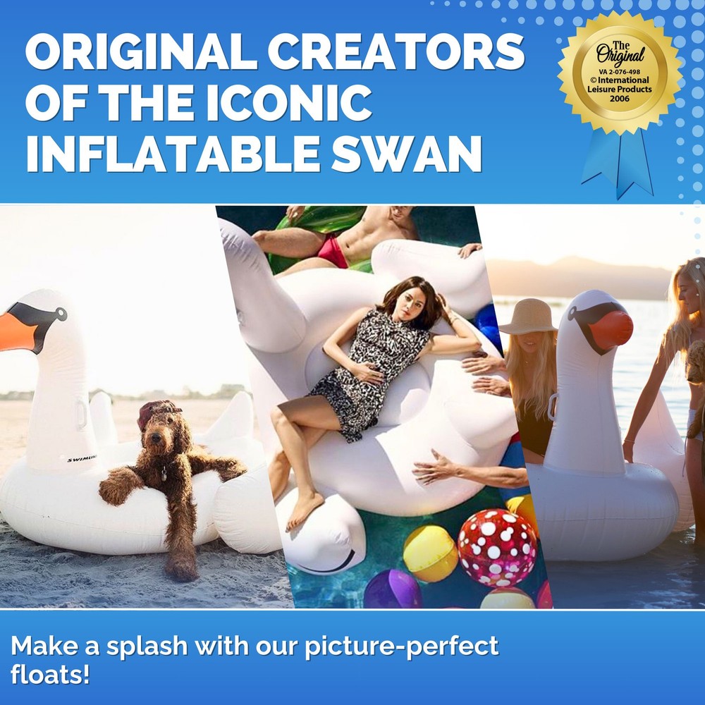 Swimline Pool Rideable Swan Inflatable Float Toy (2 Pack) 75" (Open Box)
