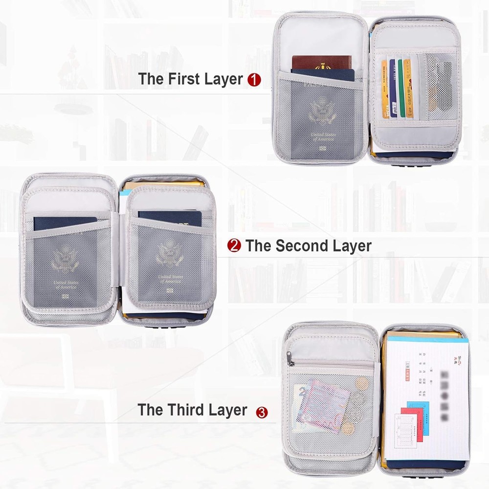 ENGPOW Small Fireproof Storage Organizer Case with Lock(9”x 5.3”x Silver