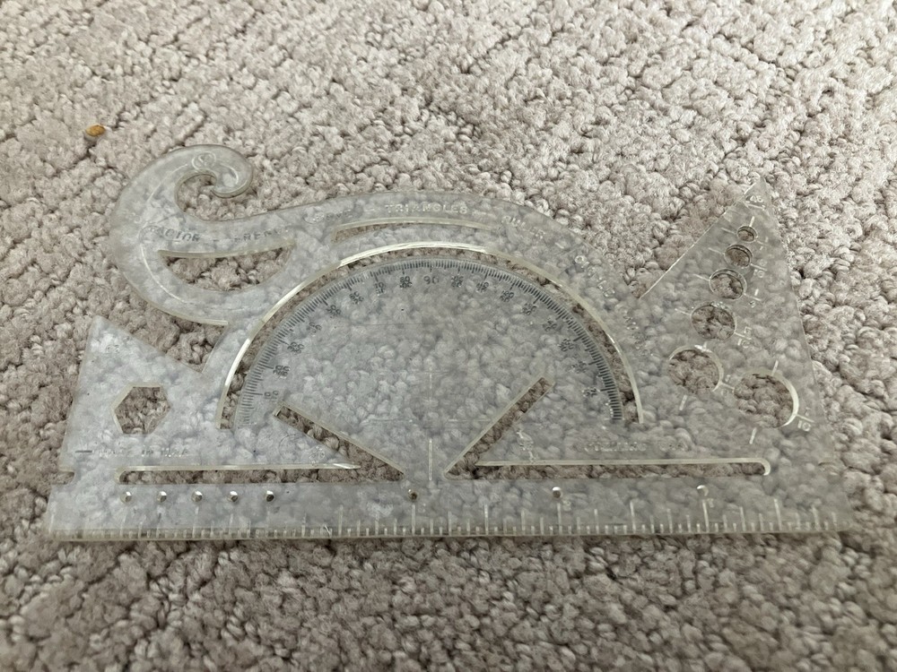 LOT OF 4 VTG PLASTIC DRAFTING DRAWING TOOLS TRIANGLES STERLING POST ECLIPSE ROSS