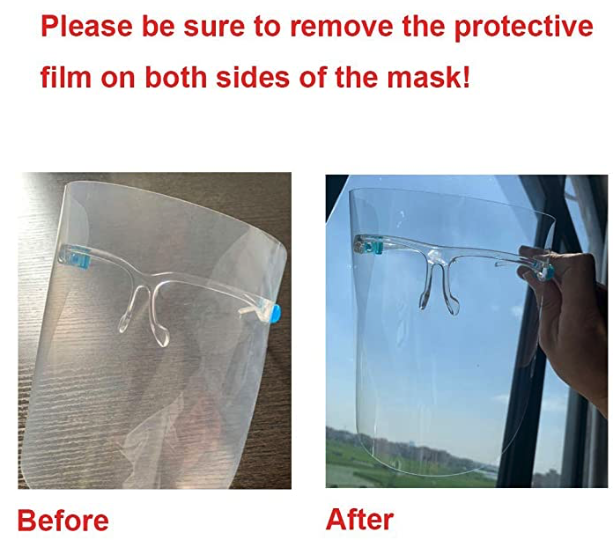 Protective & Reusable Glasses Frame Face Shield Clear Visor from Splash Droplets