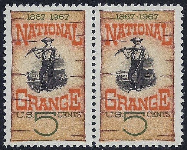 1323a Untagged Error / EFO Pair "Grange Poster" Mint NH
