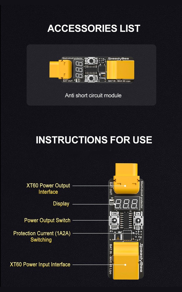 SpeedyBee Anti Short Circuit Module Short-Circuit Protection For RC Flight Stack