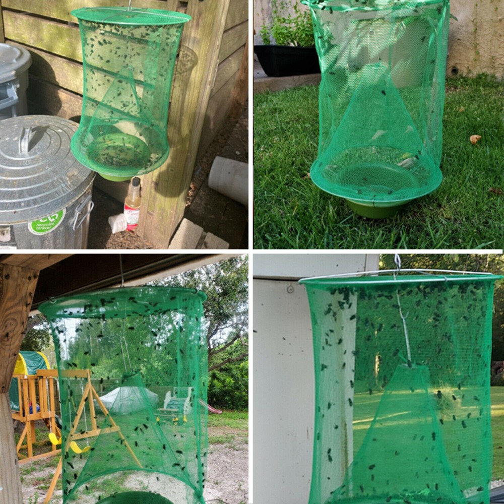 2 Pack Reusable Ranch Fly Trap Cage Net, Pest Bug Fly Catcher Killer