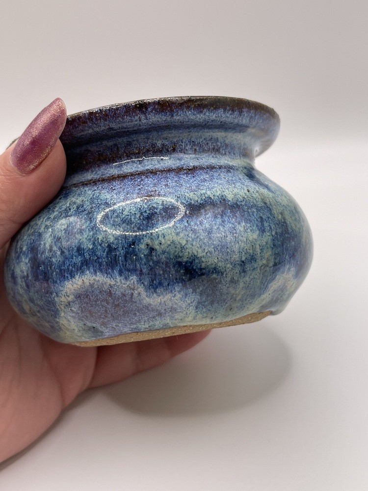 Vintage Studio Ceramic Pottery Bowl Dish Blue Pot Decor Handmade Signed
