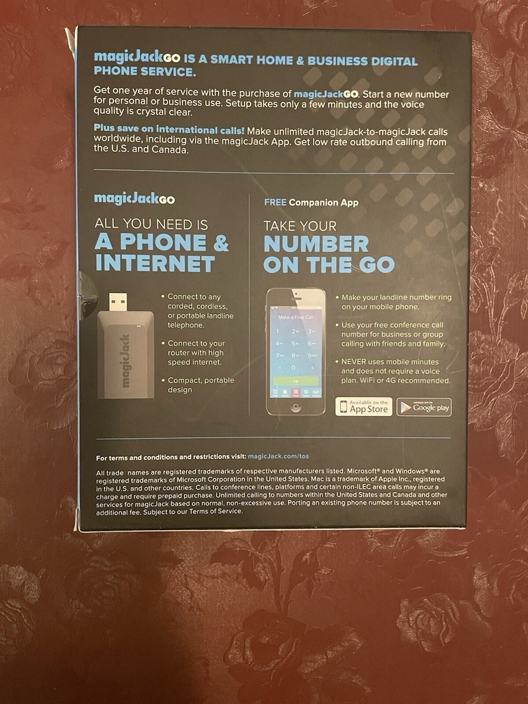magicJack Go (K1103G) Digital Phone Service