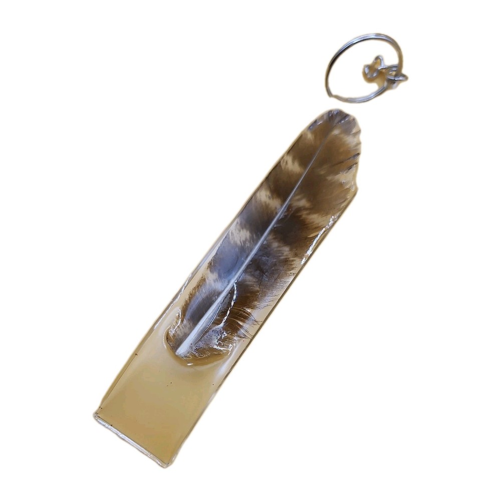 Feather Keychain with Encased Design. Handmade