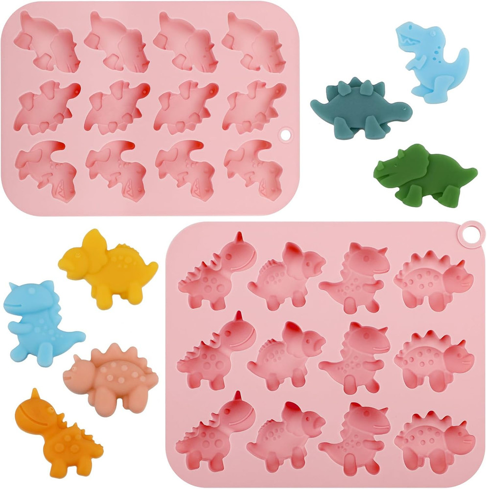 Chocolate Molds Silicone, 2pcs Mini Cute Dinosaurs Candy Ice Cube Making Silicon
