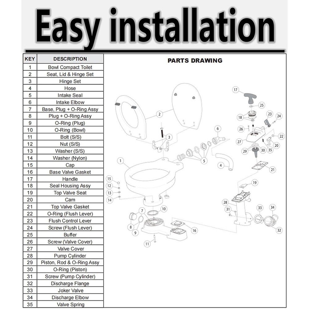 Replace Jabsco 29045-2000 Twist N Lock Marine Manual Toilet Service Kit 98-07