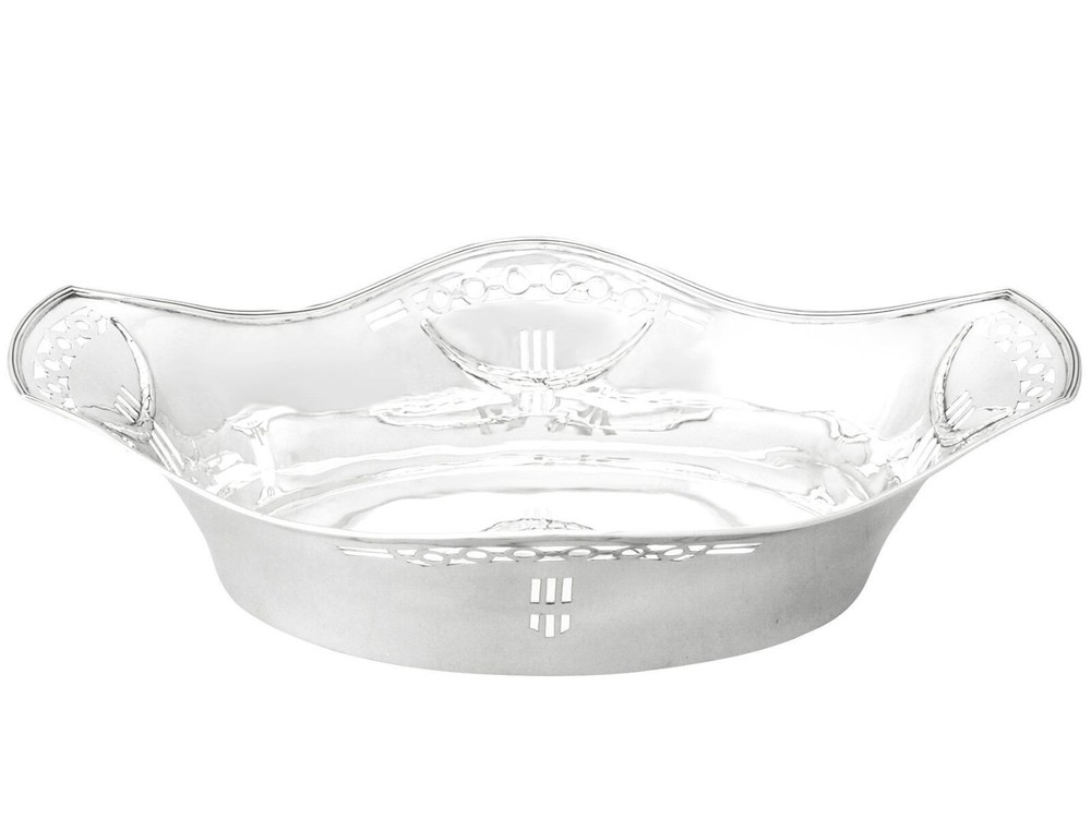 Antique  Art Deco German Silver Bread Dish