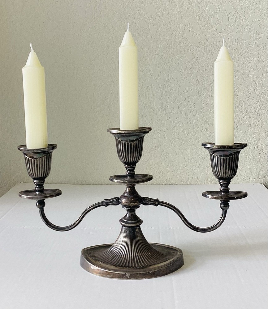 Sheffield 3 Arm Silverplate Candelabra EPC