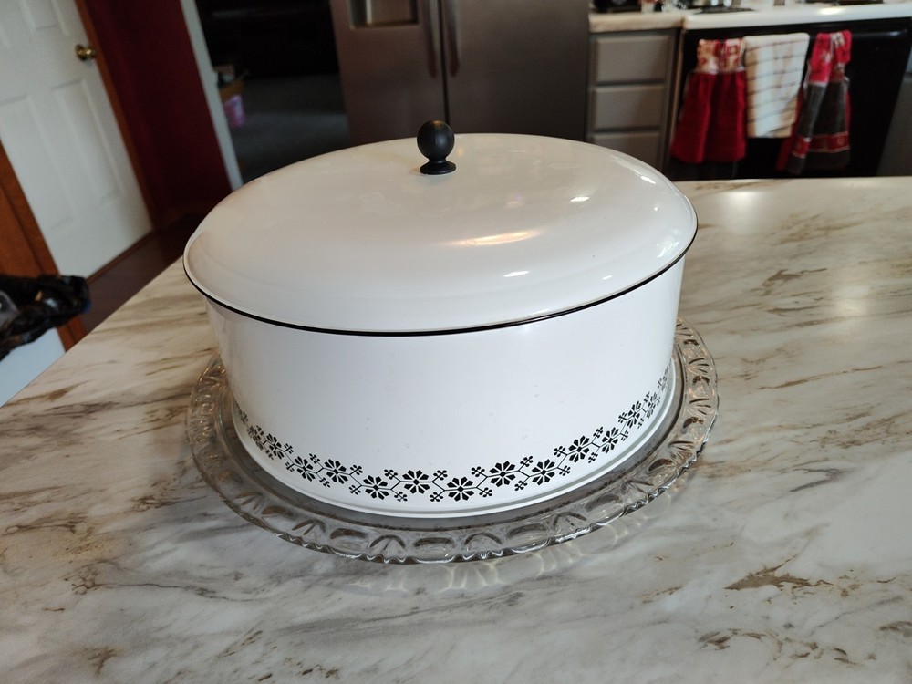 Black & White cake Server Lancaster Colony Classique Clear Pressed Oval & Dot