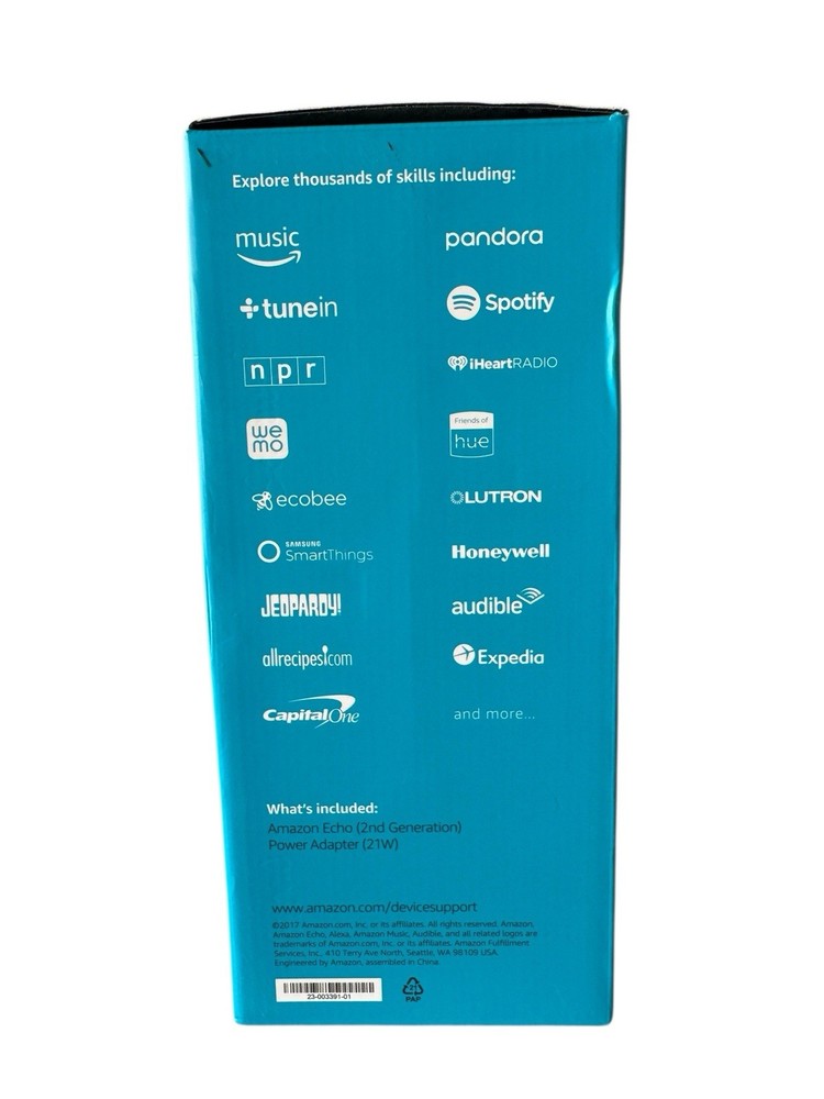 Amazon Echo (2nd Gen) Smart Speaker With Dolby Heather Gray.(NEW)