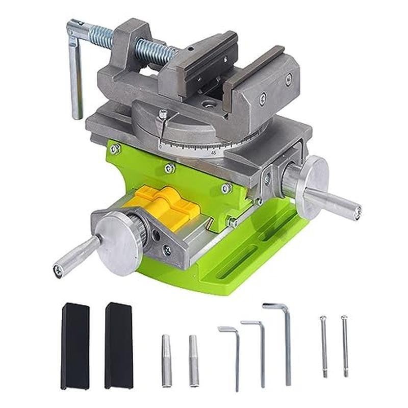 3" Rotary Table Horizontal Cross Slide Drill Press Vise 90° Precision Milling