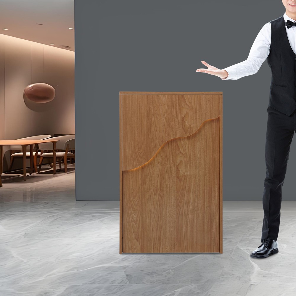 Reception Desk with LED Light Checkout Counter Table w/ Storage Drawer Store Use