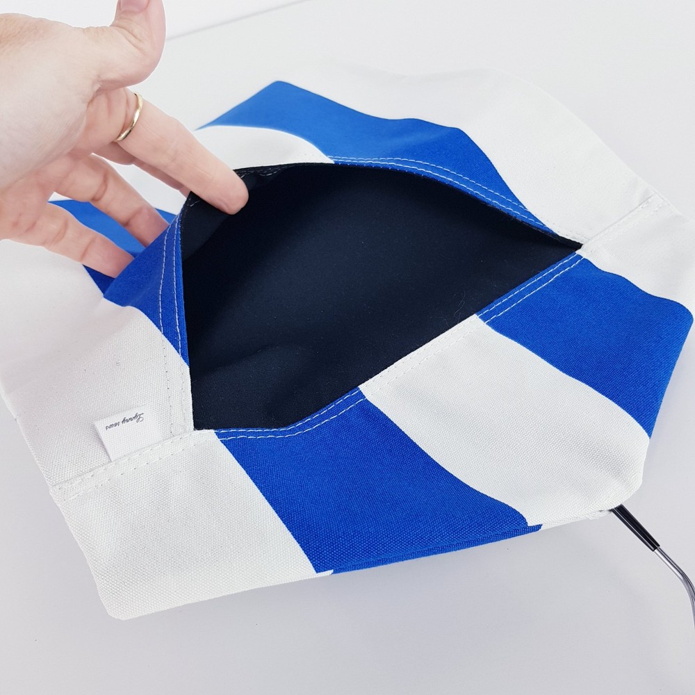 Peg Bag Handmade Bright Blue White Striped Lined Laundry Clothes Peg Holder