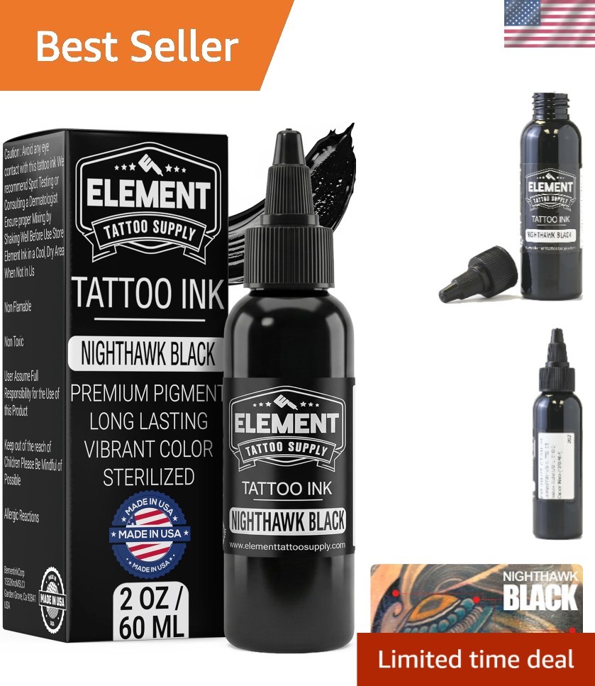 Nighthawk Black Tattoo Ink 2oz Super Dark Formula for Lining Shading Mixing C...