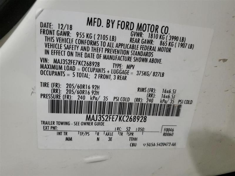 A/C Selector Switch fits 2019 Ford Ecosport manual temperature control Gra