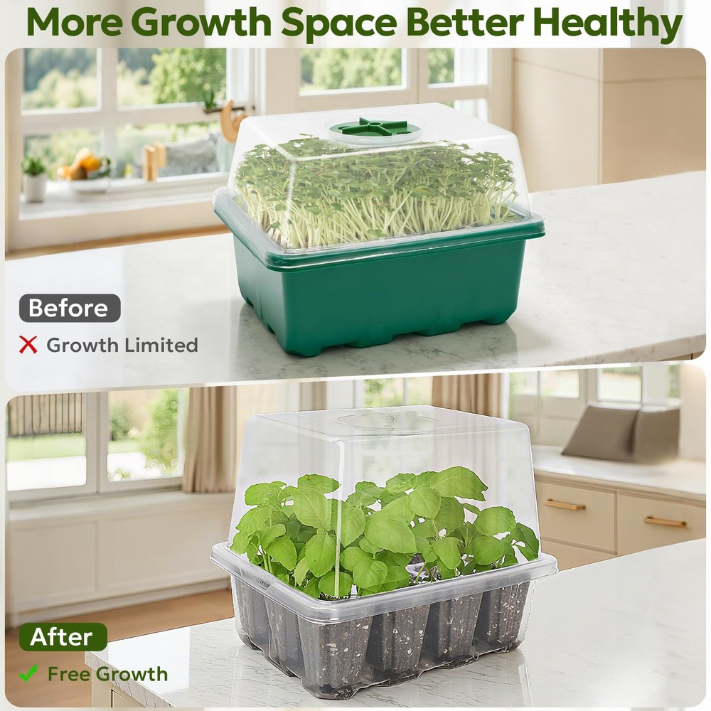 Seed Starter Kit with Grow Light, Elevated Seedling Tray Kit with Adjustable ...