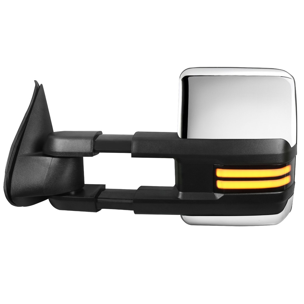 Pair Switchback Chrome Power Heated Tow Mirrors For 2007-2014 Sierra Silverado