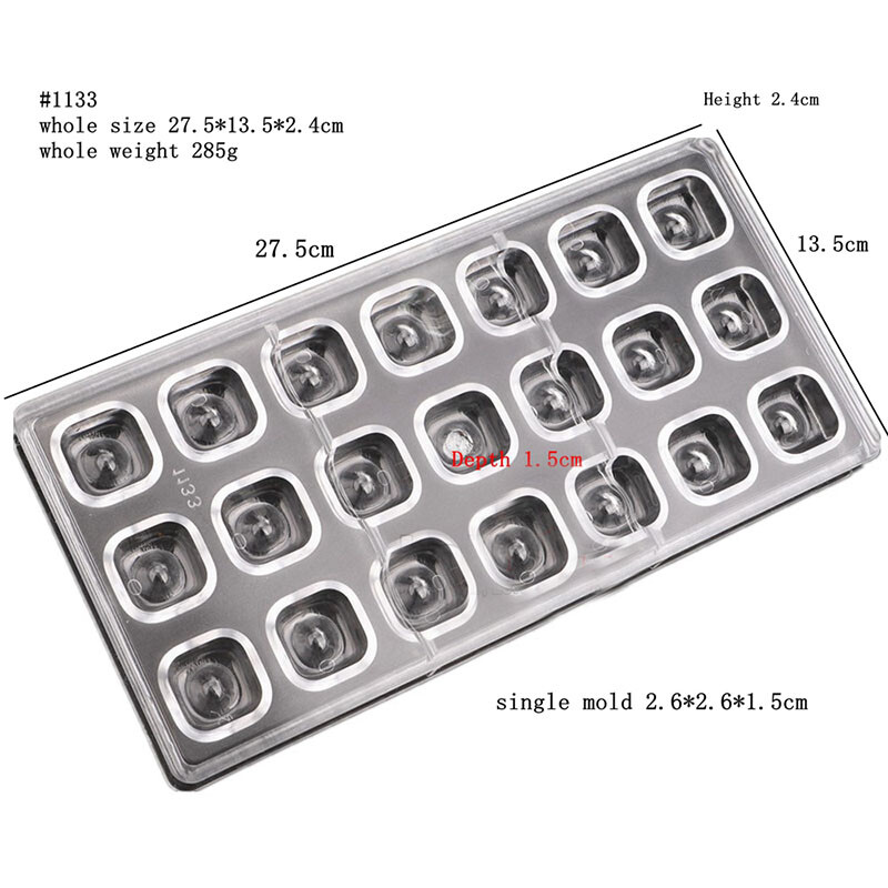 New Arrival concave Square Chocolate Mold Polycarbonate Chocolate DIY Mould Cube