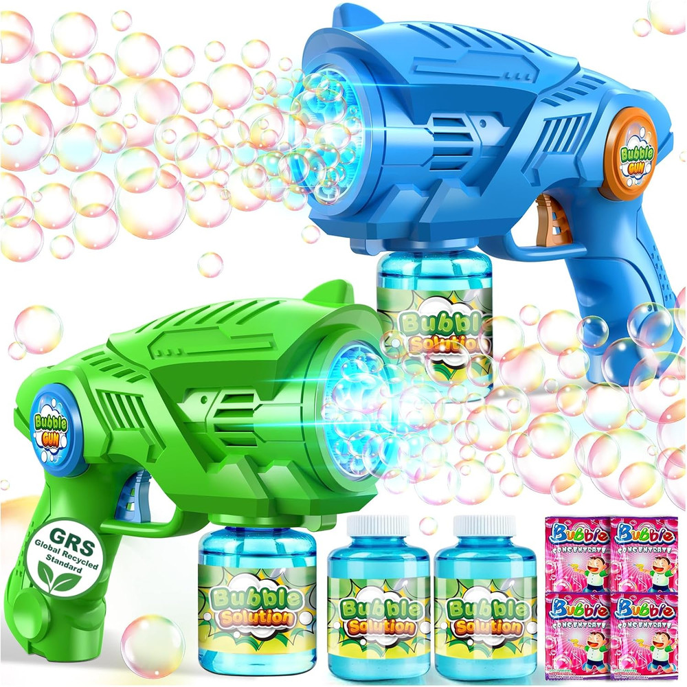 Bubble Gun Machine for Kids 4-8: 2-Pack Automatic Bubble Guns with 2 Bottles Ref