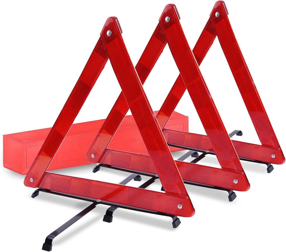Warning Triangles, Reflective Triangles with Reinforced Cross Base and Carrying