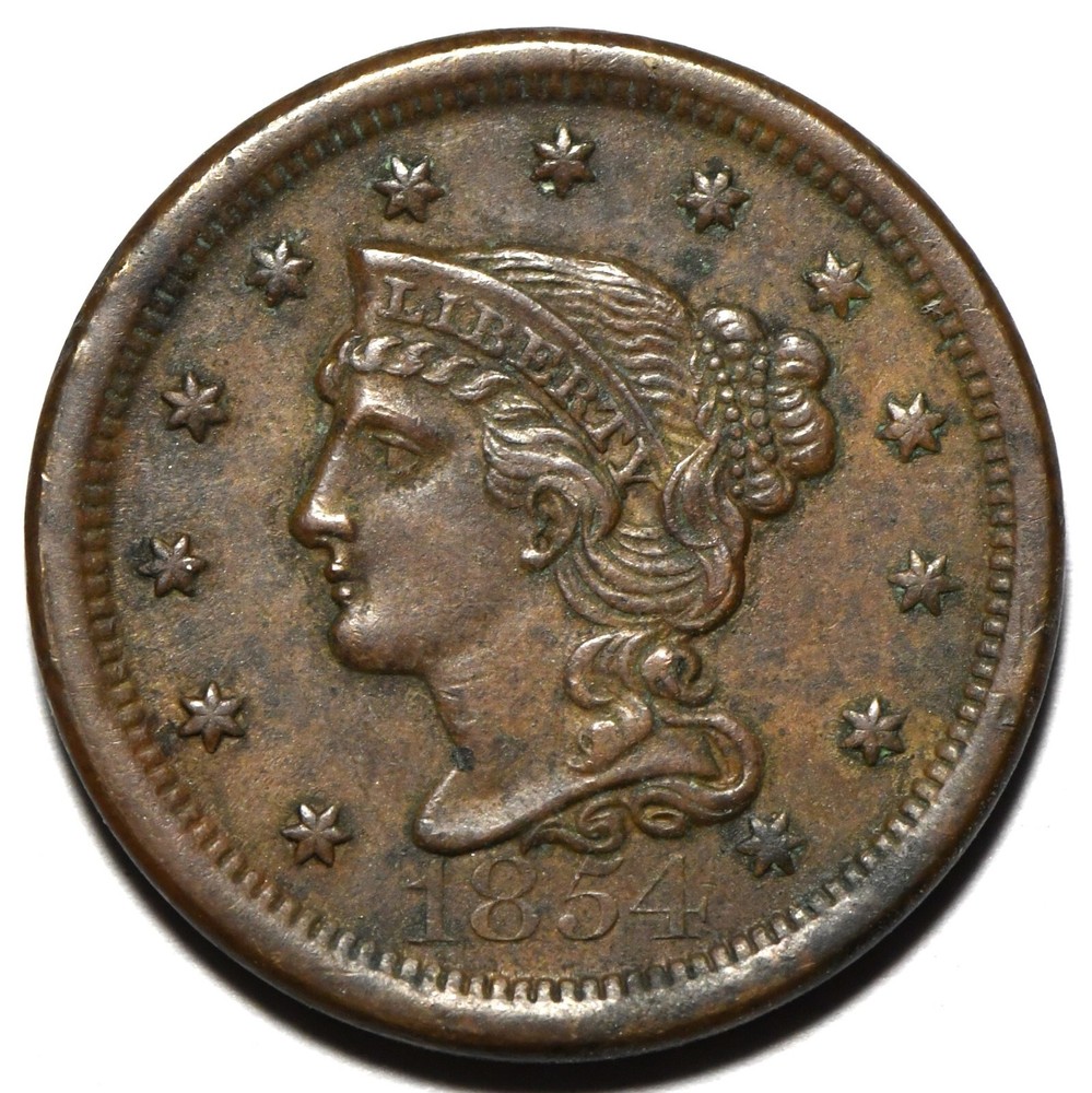 1854 braided hair large cent