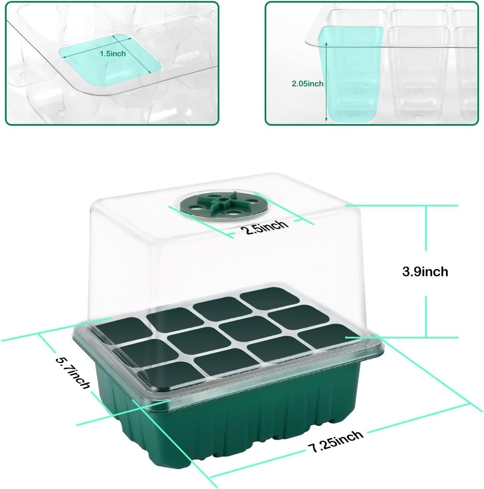 Durable Seed Starter Tray Set with Adjustable Humidity & Grow Light Included