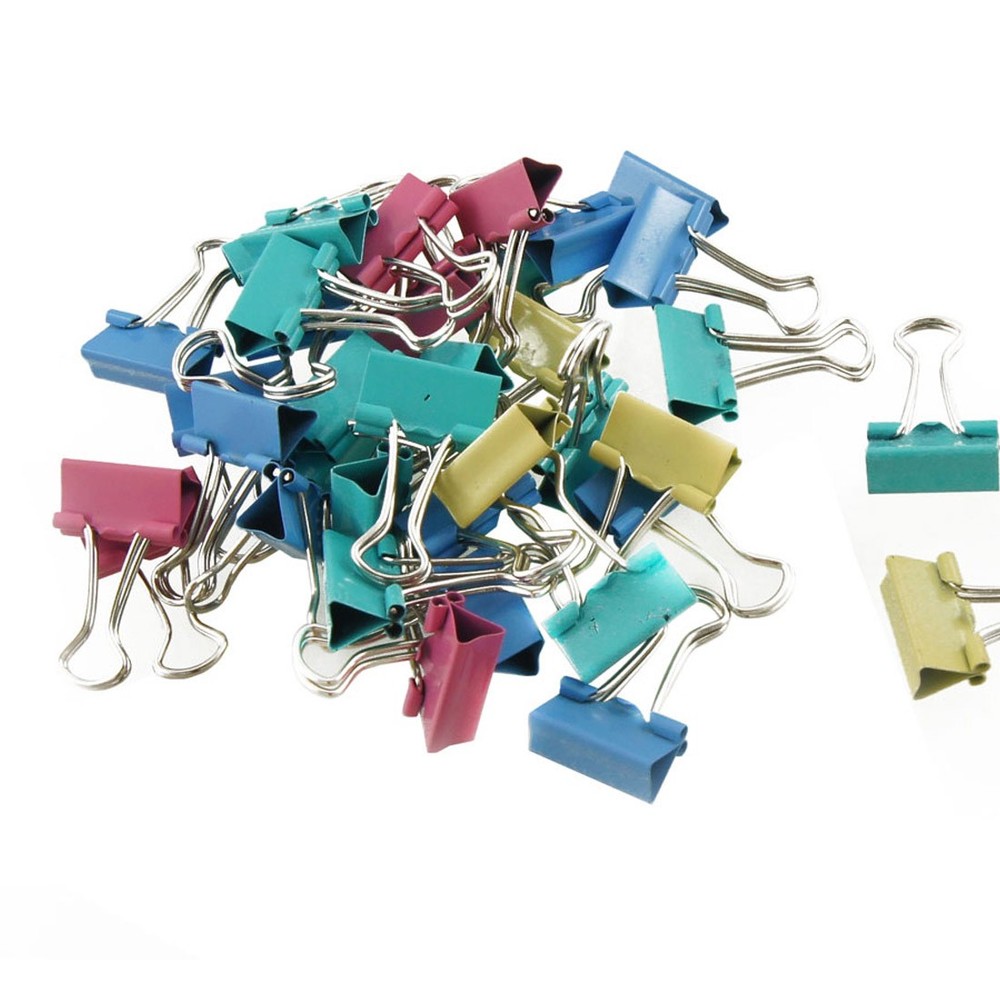 40 Pcs 19mm Spring-Loaded File Organizer Binder Clamp