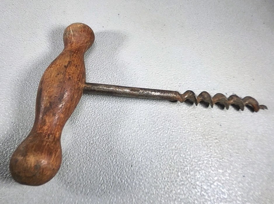 Vintage Wood Handle Corkscrew ~ FL-5