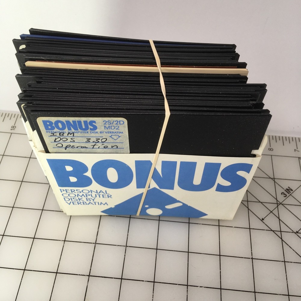 5.25" floppy disk lot 35 diskettes Mostly Software Programs Dos Untested