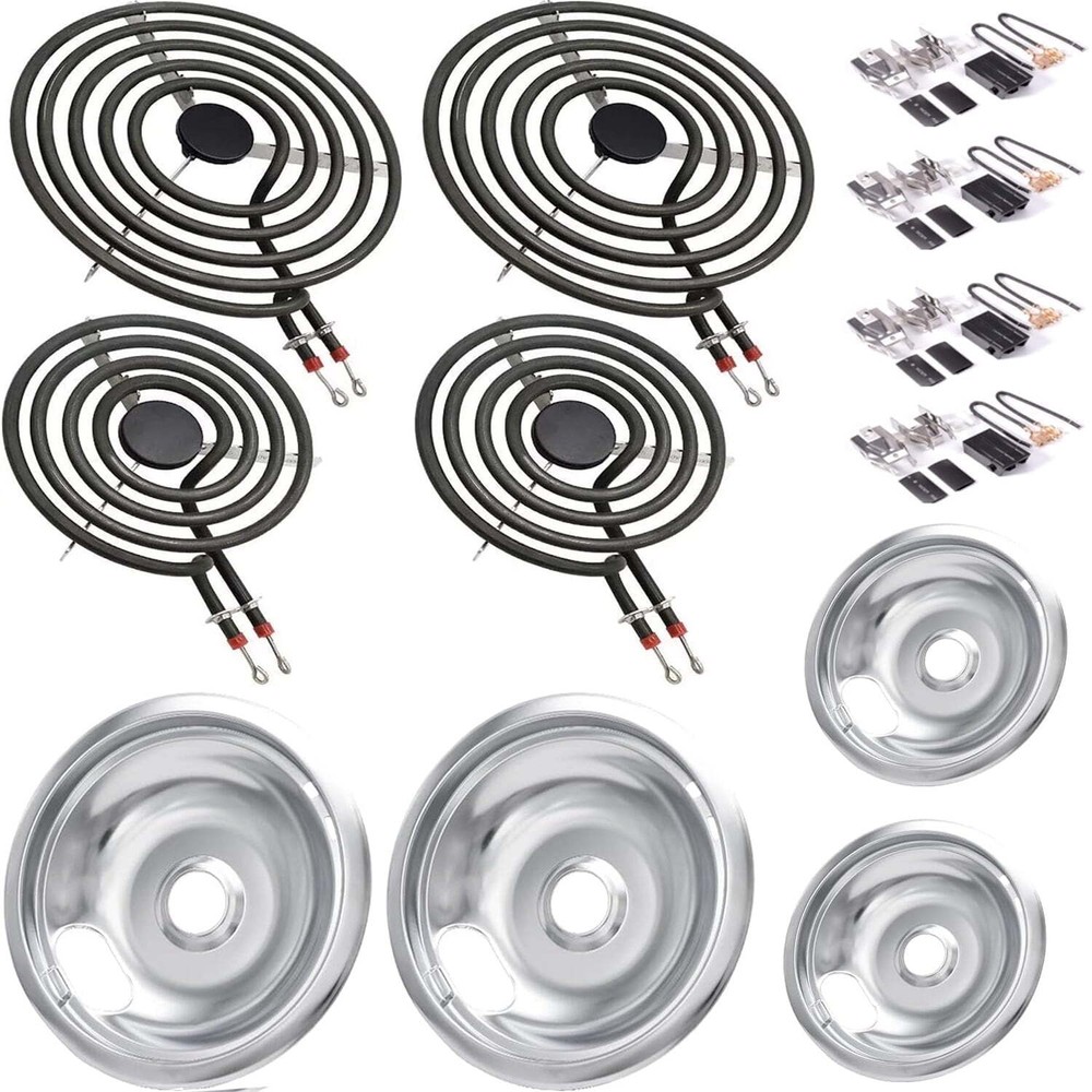 MP22YA Electric Range Burner Element Unit Set w/ Element Receptacle Kit Drip Pan
