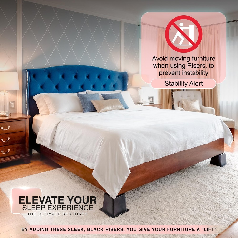 Utopia Bedding Bed Riser, 3 & 5 Inches Adjustable Large, Small, Black