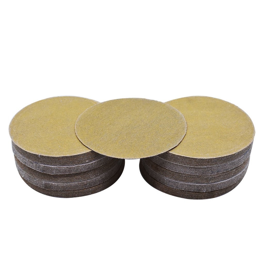 NO-Hole 100 Pcs 5" 180 Grit Hook Loop Pads Sanding Discs Flocking Disc