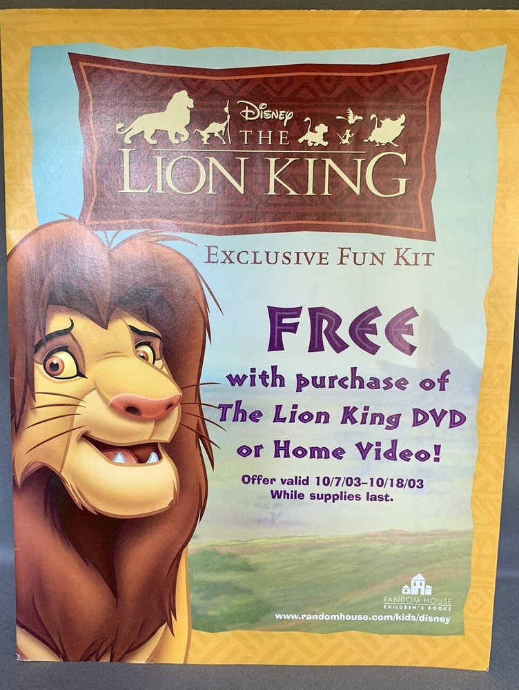 Disney Lion King Kroger fun kit - NEW