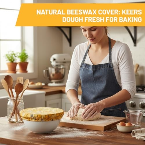 2Pcs Beeswax Bowl Covers, Reusable Sourdough Proofing Covers for Bread Baking,