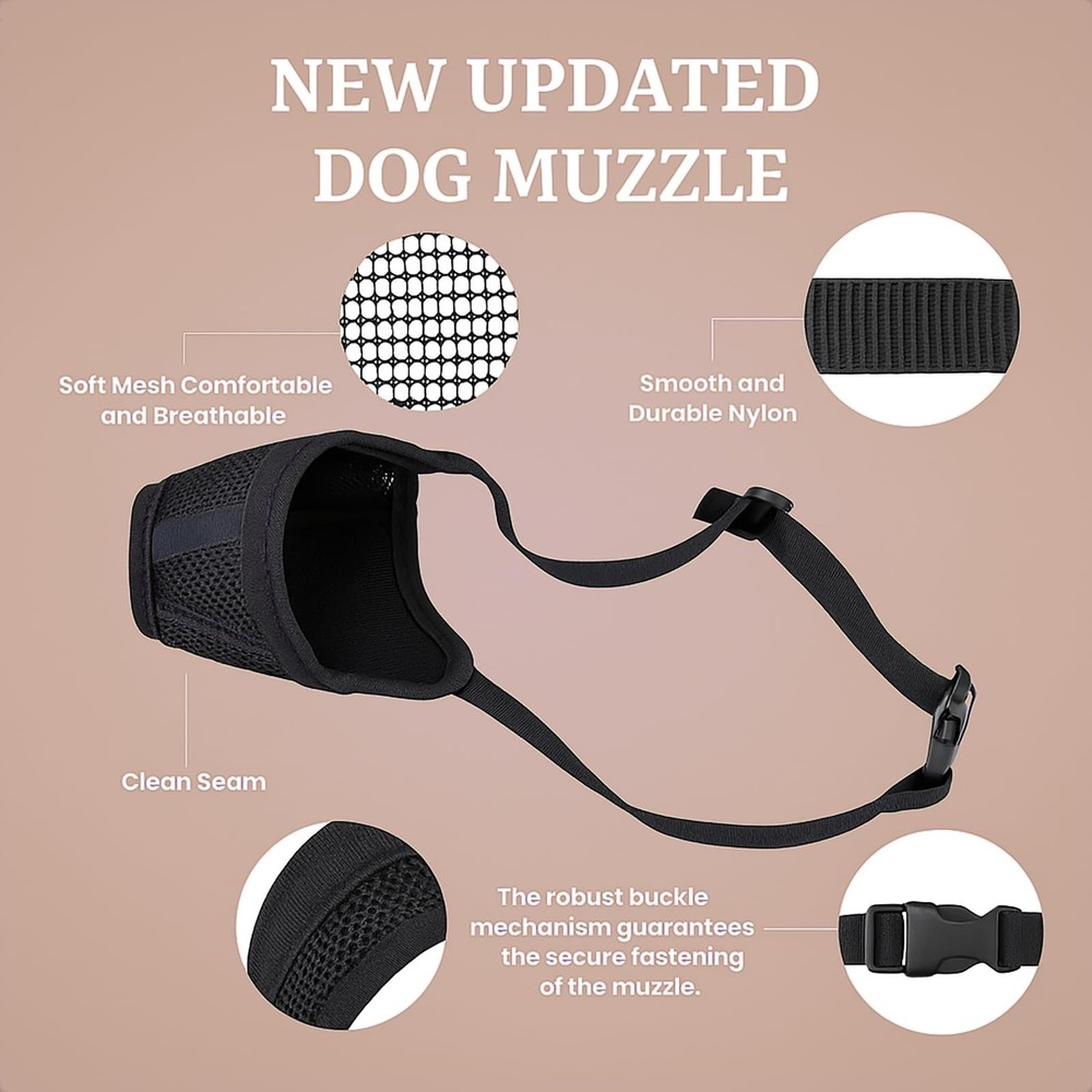 Dog Muzzle Breathable Air-Mesh 3D – Mesh Soft Muzzle for Small Medium Large S...